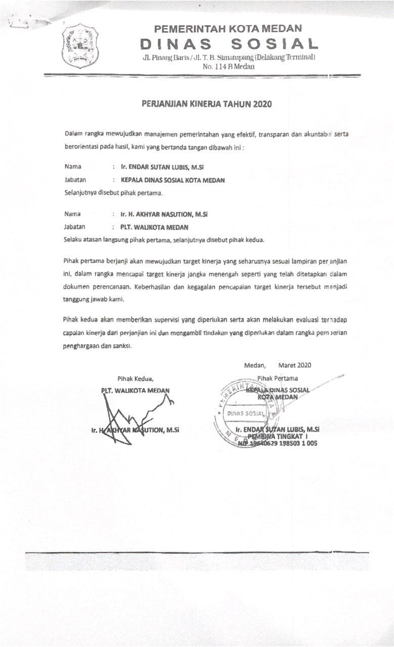 PERJANJIAN KINERJA Dinas Pendidikan, Kepemudaan dan Olah Raga